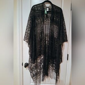 Maurices Black Lace Open-Front Cardigan